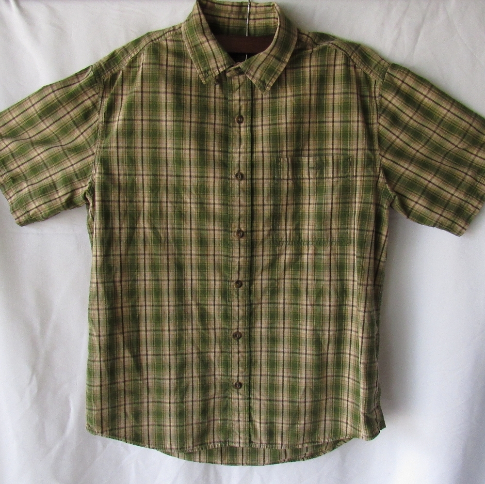 Mens Eddie Bauer button-down 100% cotton plaid short sleeve shirt